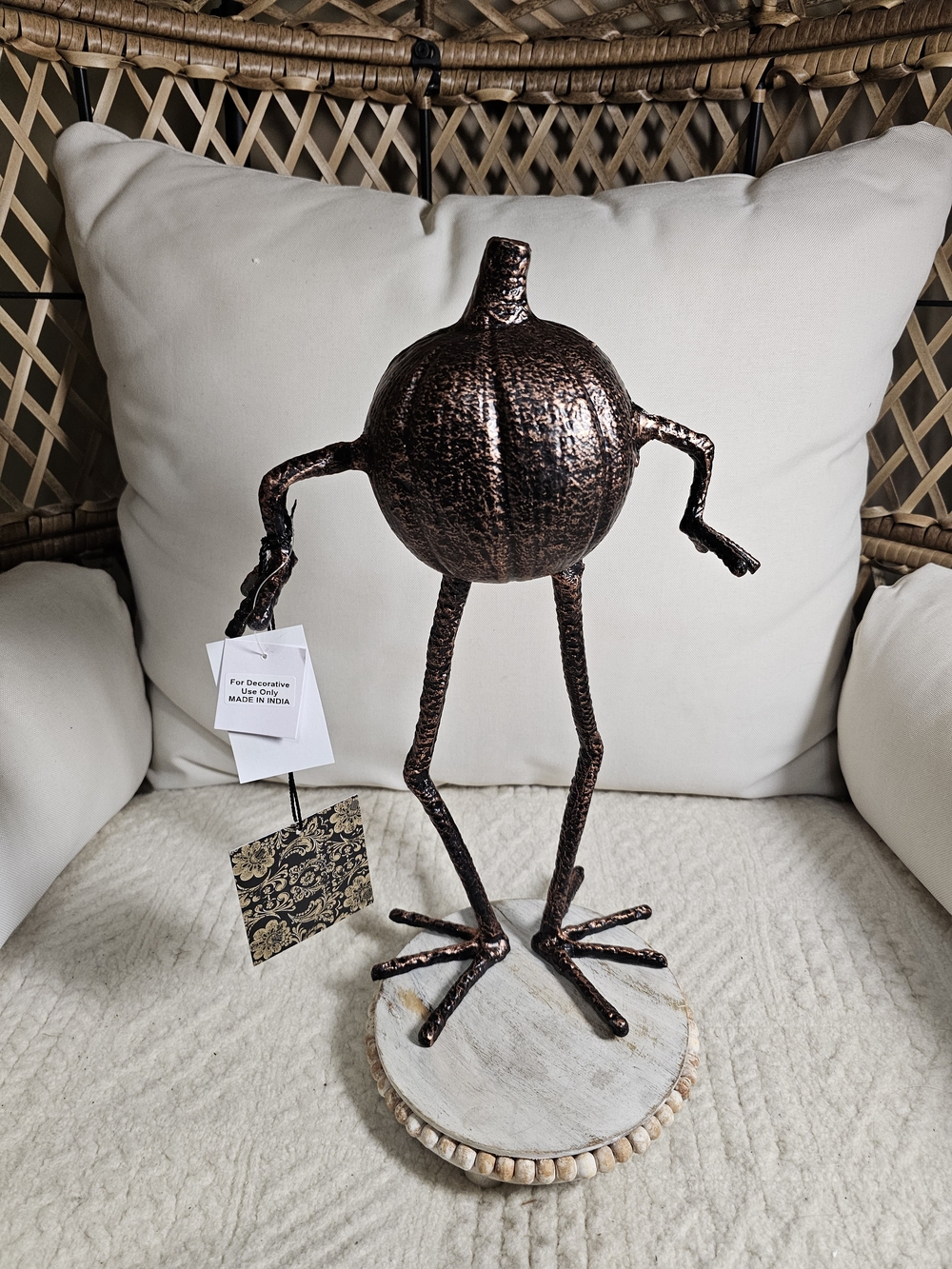 Metal Pumpkin Figurine - Copper Black Finish Spider Halloween - Picture 4 of 5